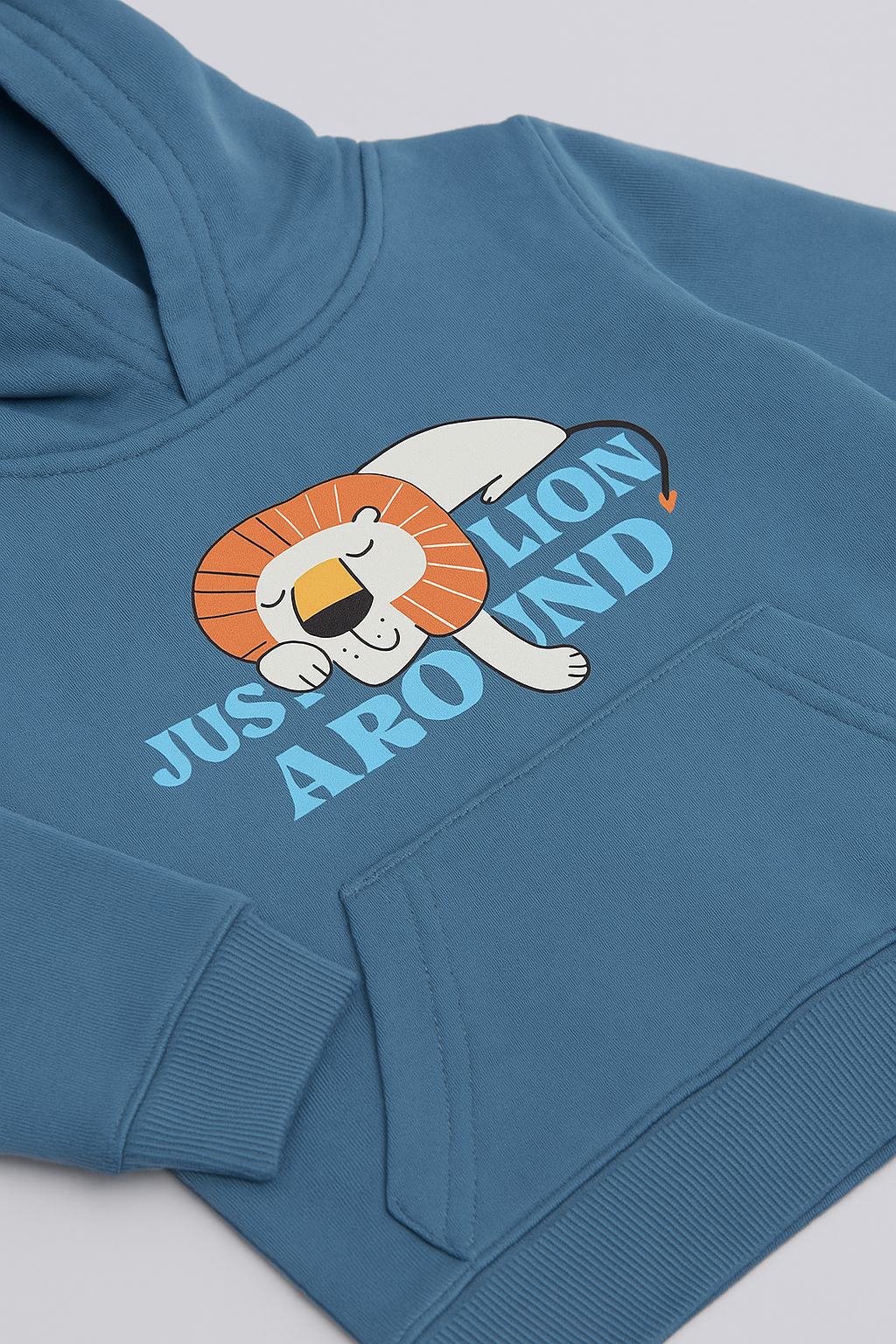 Kids Blue “Just Lion Around” Graphic Hoodie